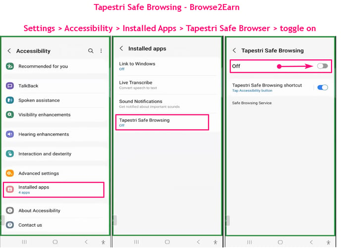 Tapestri Safe Browsing - enable